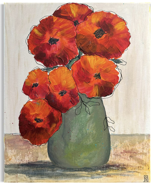Blank greeting card - Red Poppies